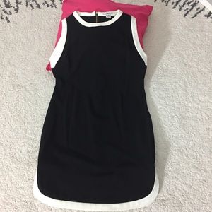 Black dress with white piping